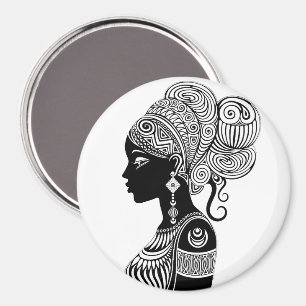 African Girl Portrait Tribal Tattoo Magnet