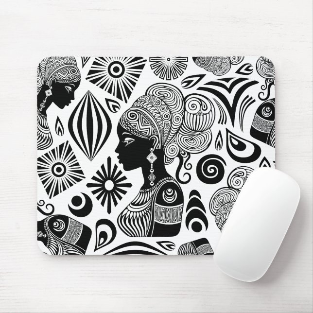 African Girl Portrait Tribal Tattoo Mouse Pad (With Mouse)