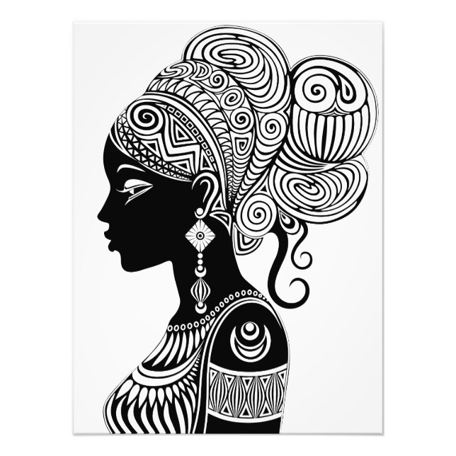 African Girl Portrait Tribal Tattoo Photo Print (Front)