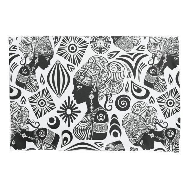 African Girl Portrait Tribal Tattoo Pillowcase (Front)