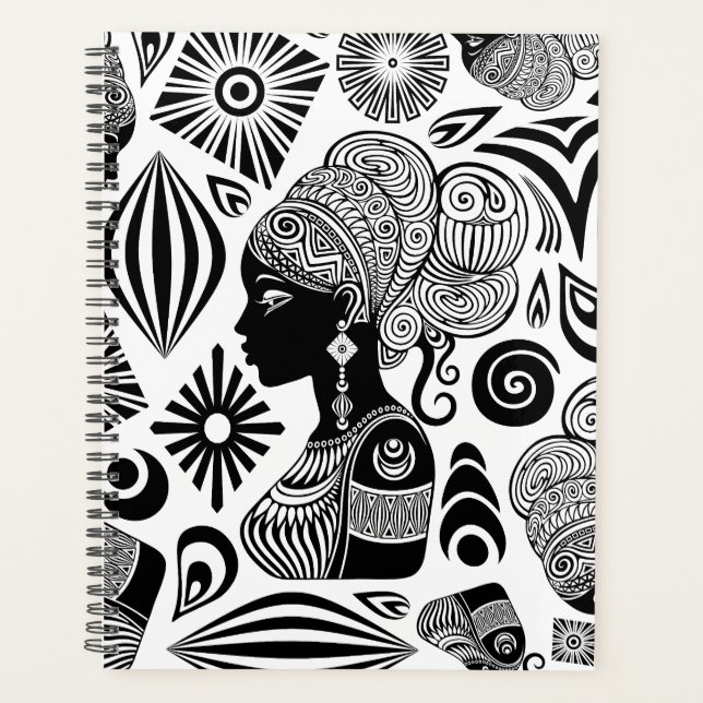African Girl Portrait Tribal Tattoo Planner (Front)