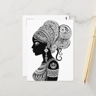 African Girl Portrait Tribal Tattoo Postcard