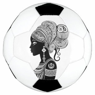 African Girl Portrait Tribal Tattoo Soccer Ball
