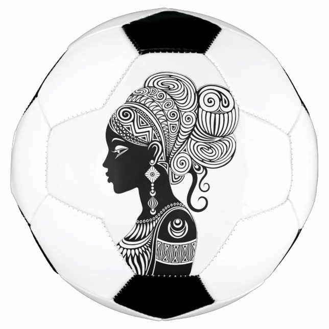 African Girl Portrait Tribal Tattoo Soccer Ball (Front)