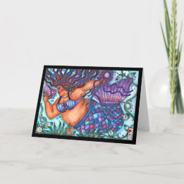 African Goddess Fat Mermaid Greeting Card