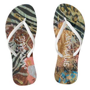 African Gold Abstract painting Thongs