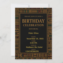 African Gold Kente Birthday Invitation