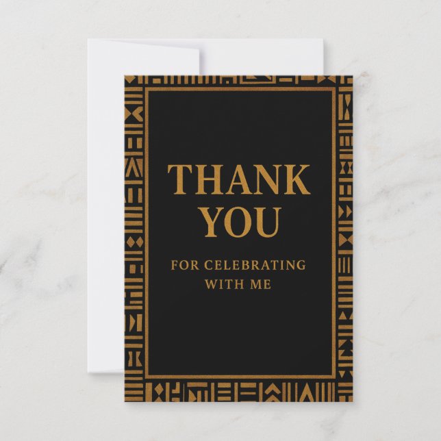 African Gold Kente Birthday Thank You Card  (Front)