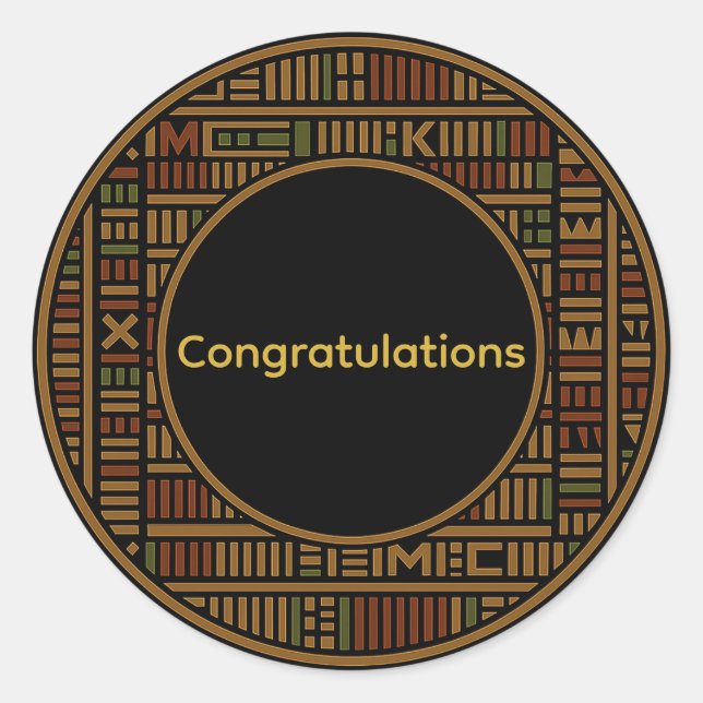 African Gold Kente Wedding Round Sticker (Front)