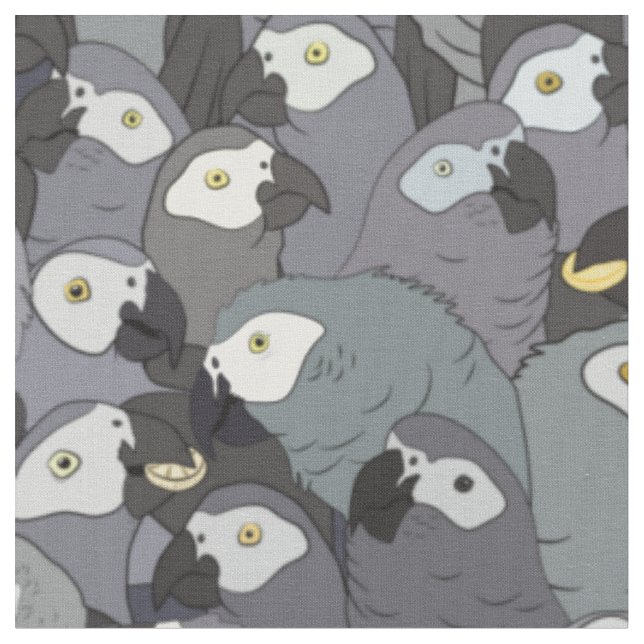 African Gray All Over Pattern Fabric (Close Up)