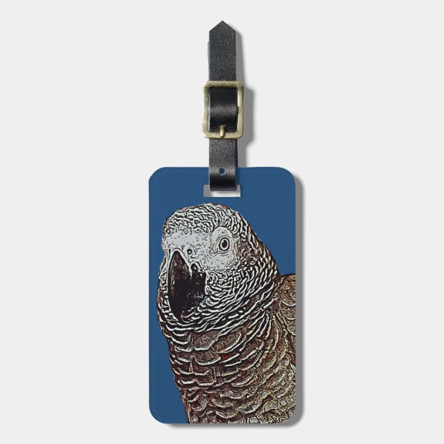 African Gray Parrot Luggage Tag (Front Vertical)