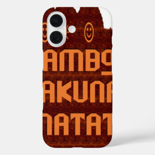 African Greeting: Jambo Hakuna Matata Wood Design iPhone 16 Case