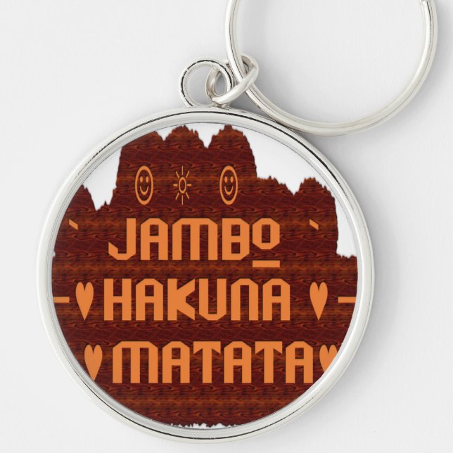 African Greeting: Jambo Hakuna Matata Wood Design Key Ring (Front)