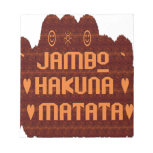 African Greeting: Jambo Hakuna Matata Wood Design Notepad