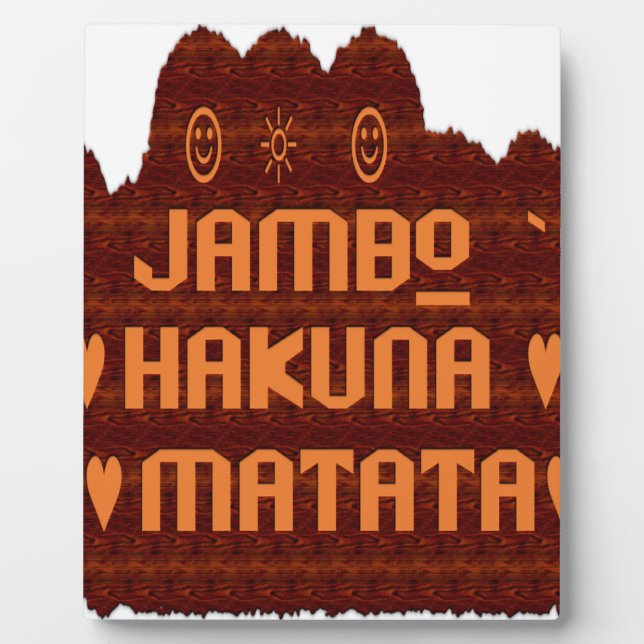 African Greeting: Jambo Hakuna Matata Wood Design Plaque (Front)