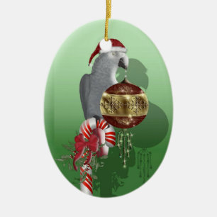 African Grey Ceramic Ornament