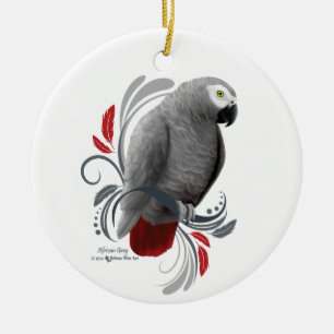 African Grey Ceramic Ornament