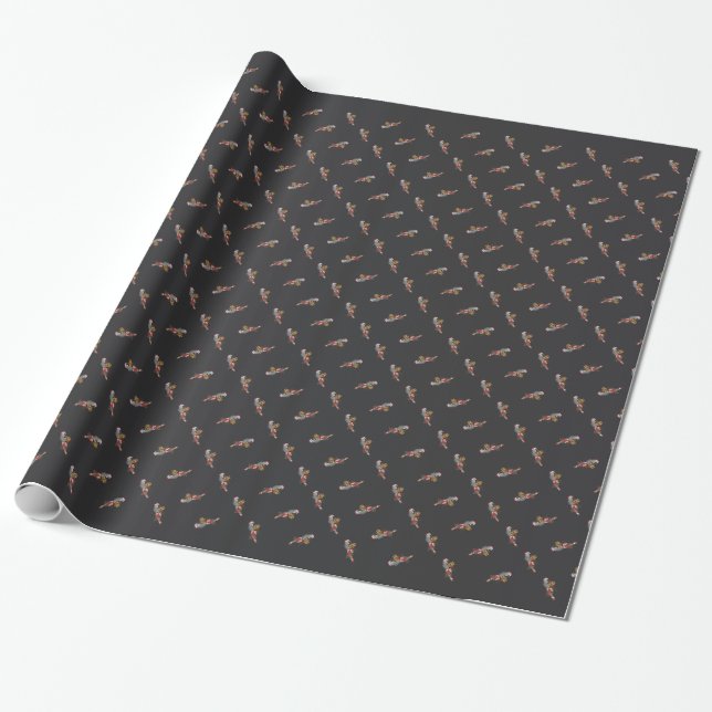 African Grey Chriatmas Wrapping Paper (Unrolled)