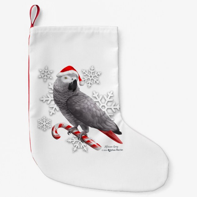 African Grey Christmas Stocking (Front)