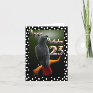 African Grey Congo parrot polka dots 23rd B-Day Card
