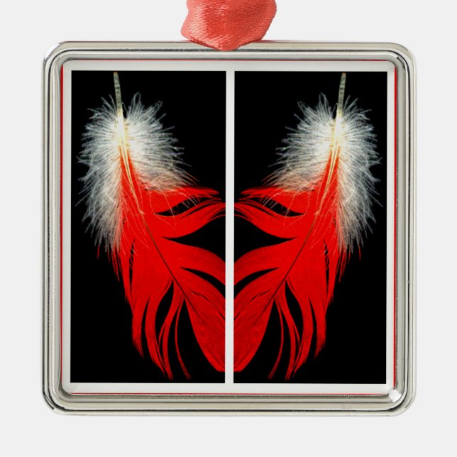 african grey feathers metal ornament (Front)