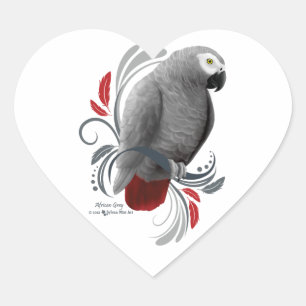 African Grey Heart Sticker