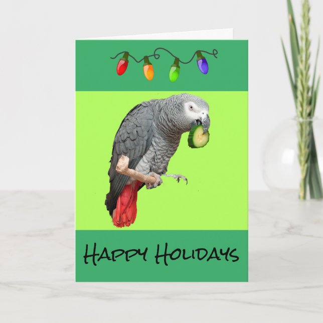 African Grey Holiday Card,white envelopes included (Front)