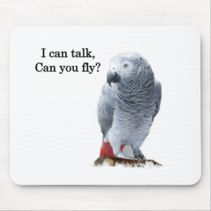 African Grey I can talk, can you fly? Mouse Pad