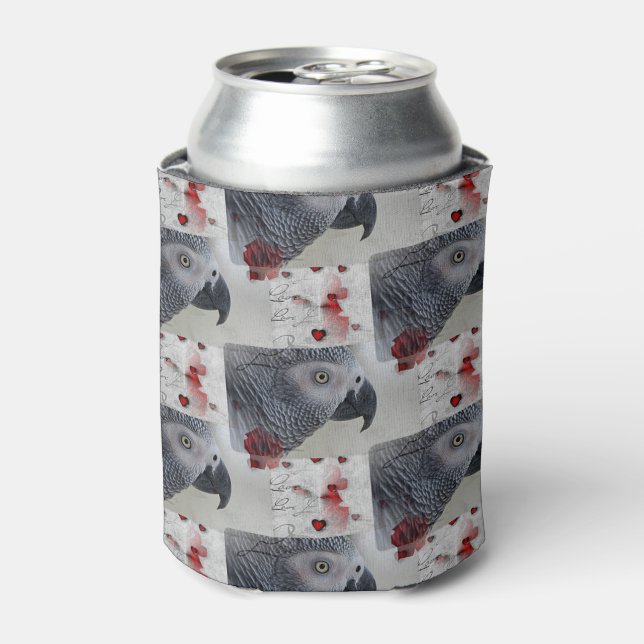 African Grey Love Letters Can Cooler (Can Front)