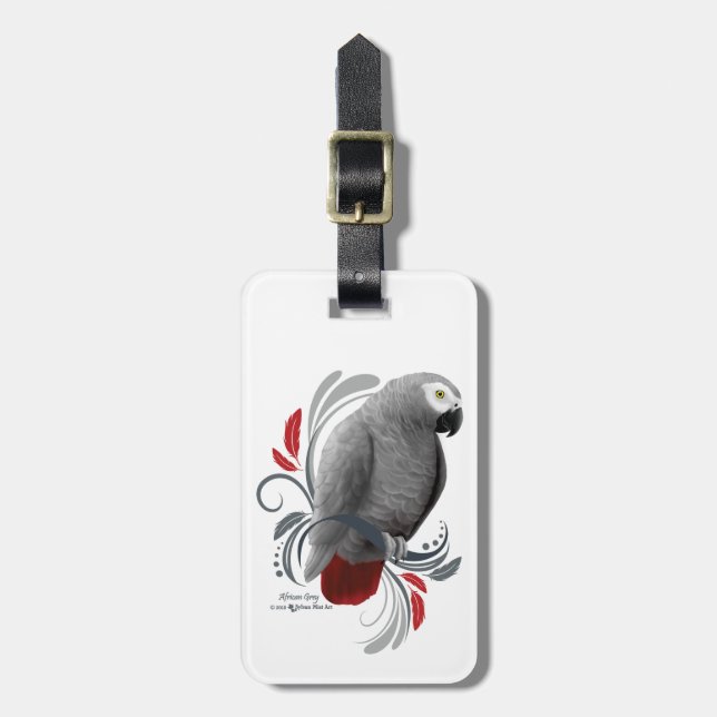 African Grey Luggage Tag (Front Vertical)
