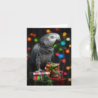 African Grey on Gifts — Festive Greeting Card