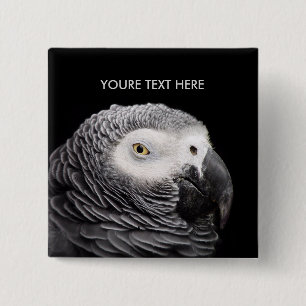 African Grey Parrot 15 Cm Square Badge