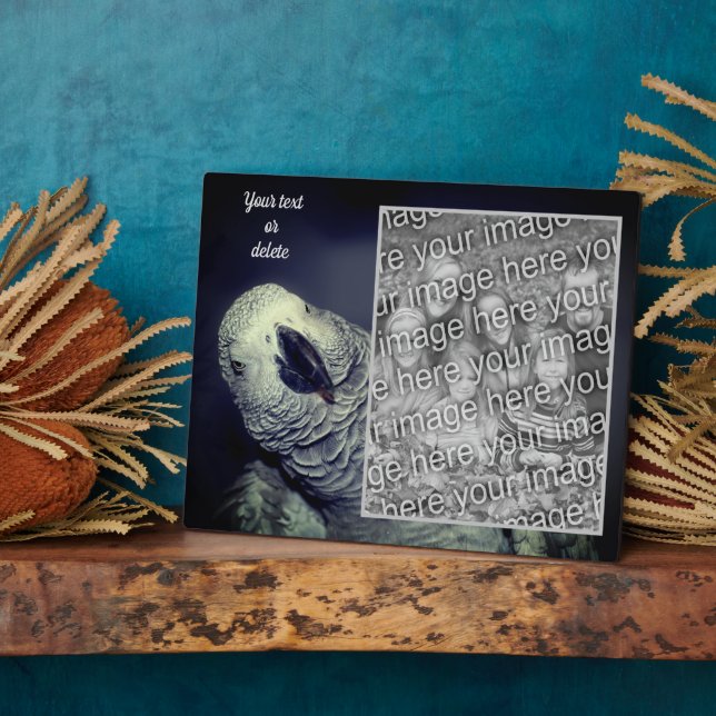 African Grey Parrot Add Your Own Photo Plaque (Side)