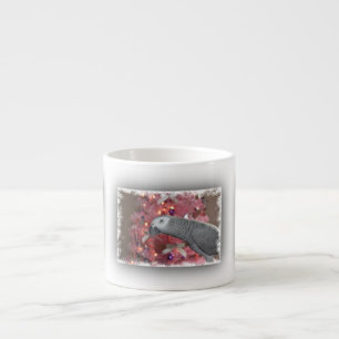 African Grey Parrot and Icy Pink Christmas Tree Espresso Cup