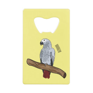African grey parrot cartoon illustration