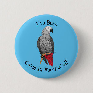 African grey parrot cartoon illustration 6 cm round badge