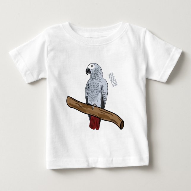 African grey parrot cartoon illustration  baby T-Shirt (Front)