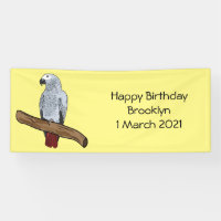 African grey parrot cartoon illustration