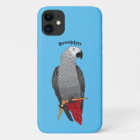African grey parrot cartoon illustration