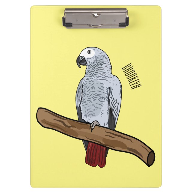 African grey parrot cartoon illustration  clipboard (Front)