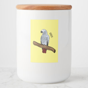 African grey parrot cartoon illustration  food label