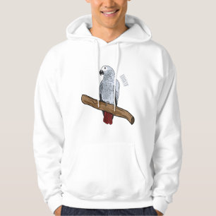 African grey parrot cartoon illustration  hoodie