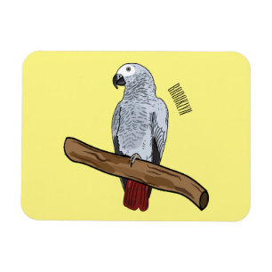 African grey parrot cartoon illustration  magnet
