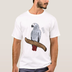 African grey parrot cartoon illustration T-Shirt