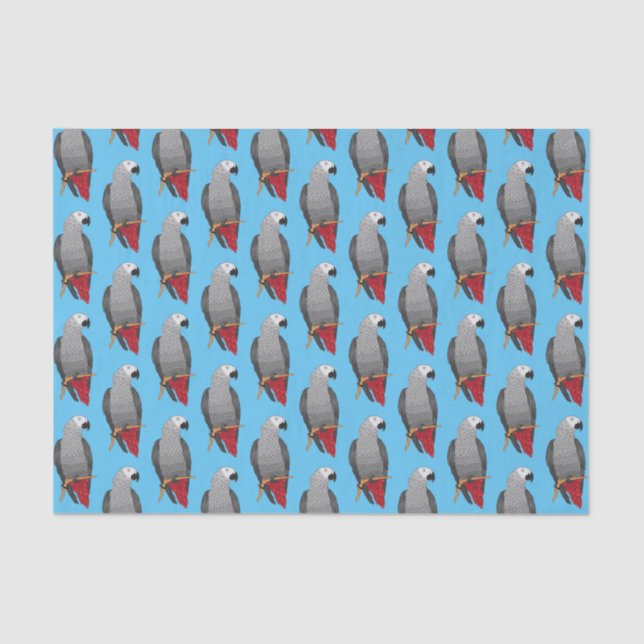 African grey parrot cartoon illustration  tissue paper (Front)