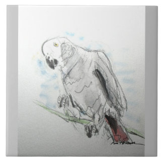 African Grey Parrot Ceramic Tile