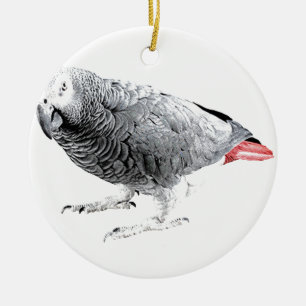 "African Grey" Parrot Ceramic Tree Decoration