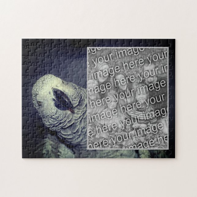 African Grey Parrot Frame Add Your Photo Jigsaw Puzzle (Horizontal)