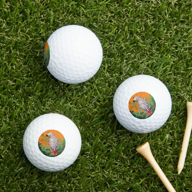 African grey parrot golf balls (Insitu Grass)
