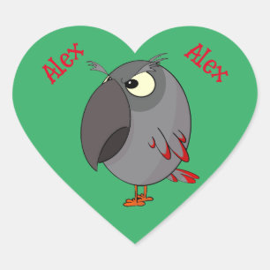 African Grey parrot  Heart Sticker